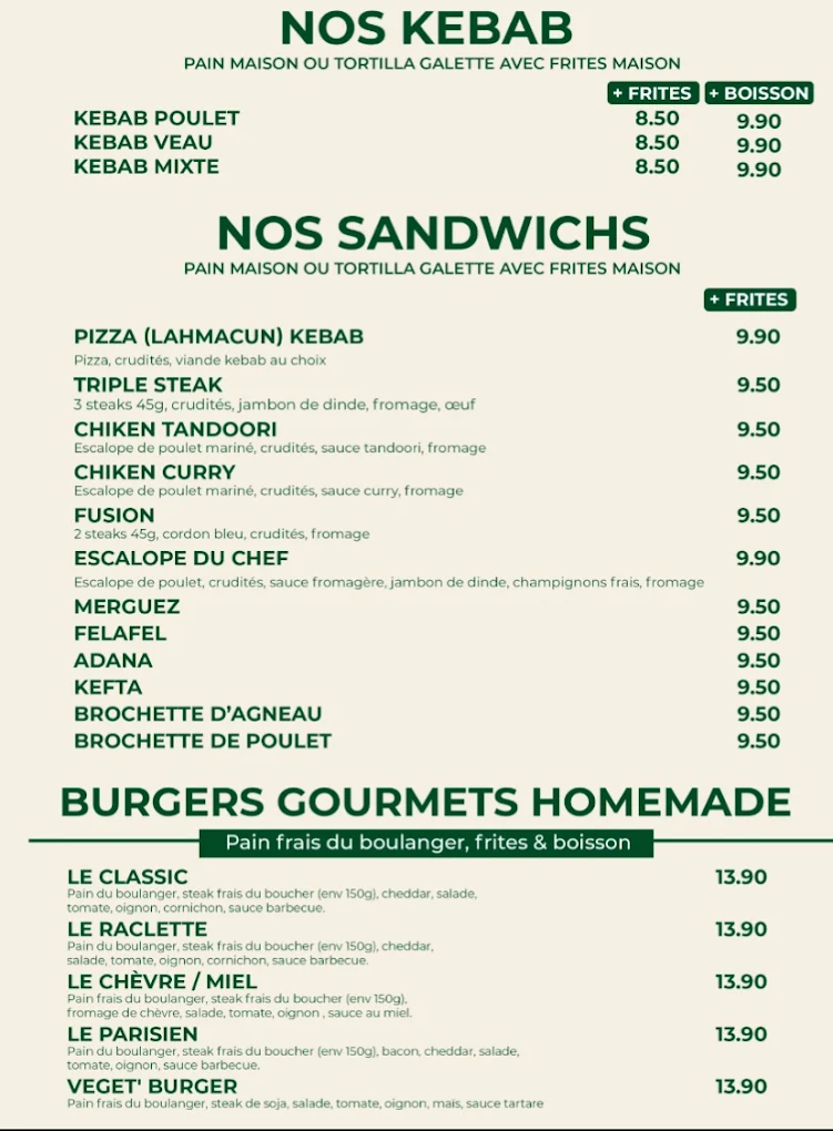 Bernie Beigne menu 4