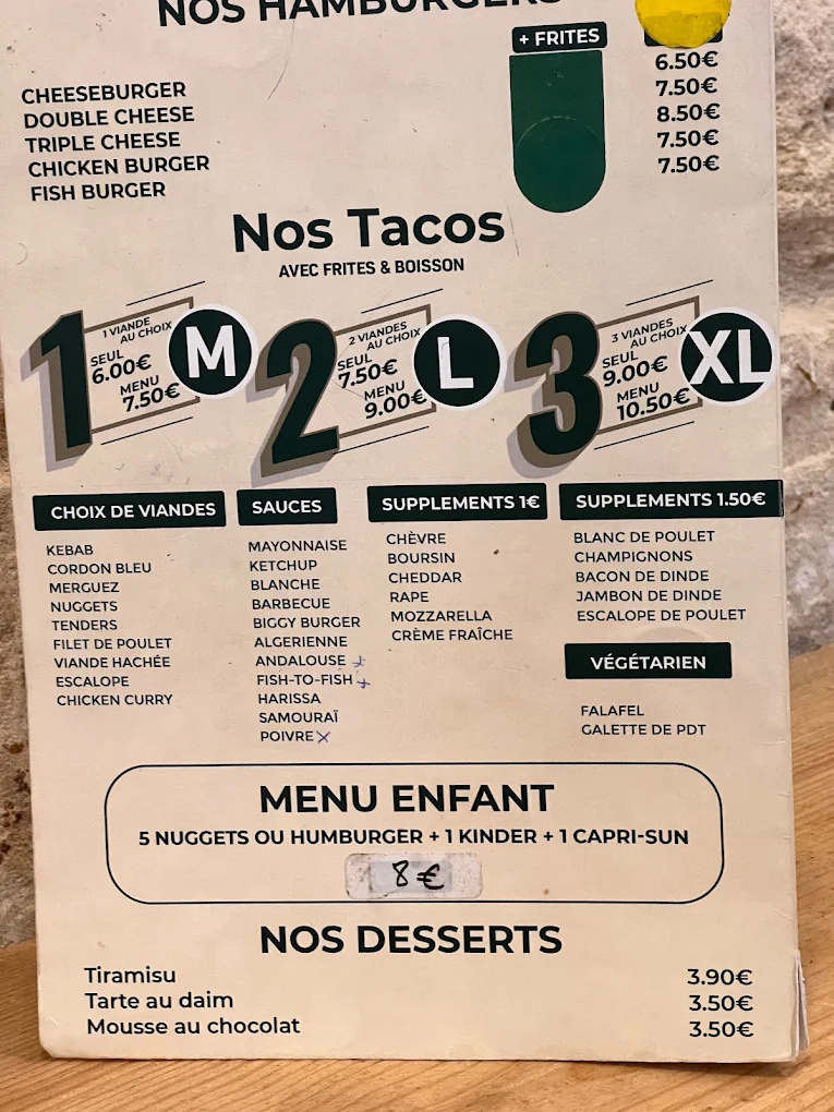 Bernie Beigne menu 3