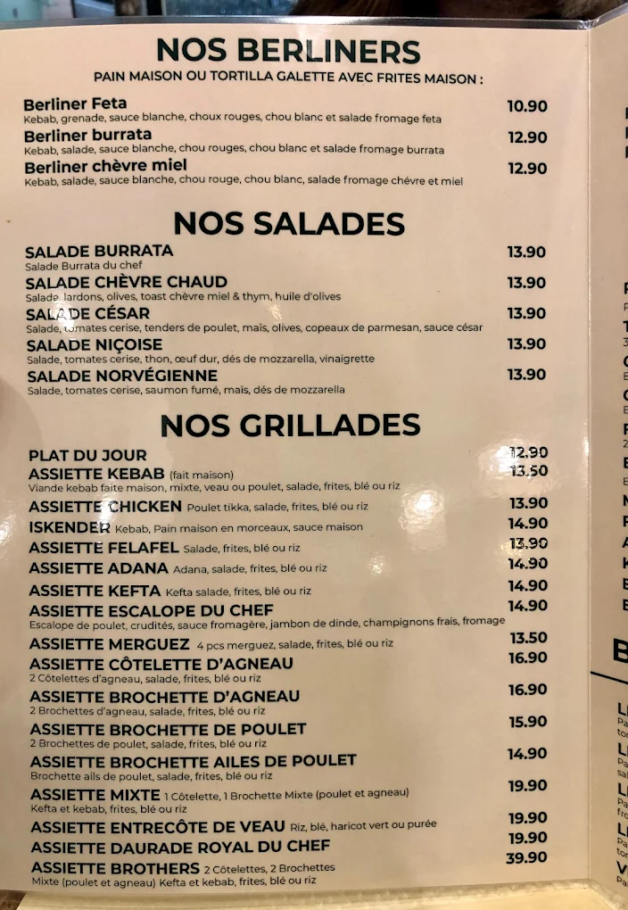 Bernie Beigne menu 2